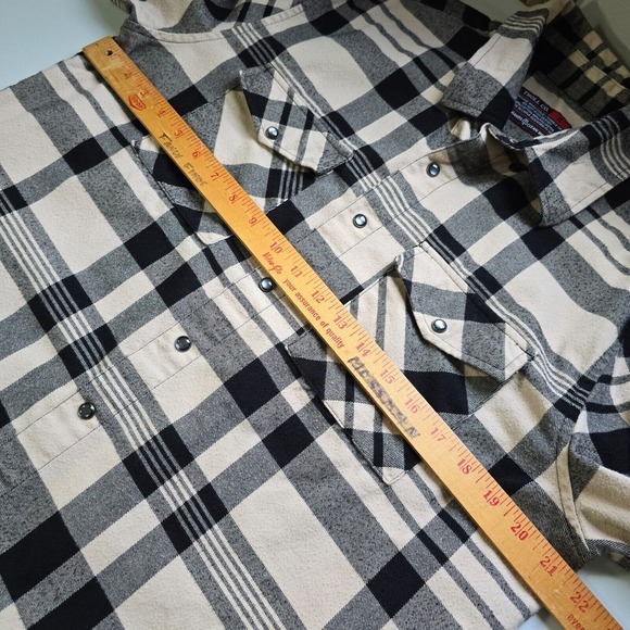 Troll Company Flannel Shirt Mens‎ Small Black White Plaid Pearl Snap Button Up - Picture 9 of 12